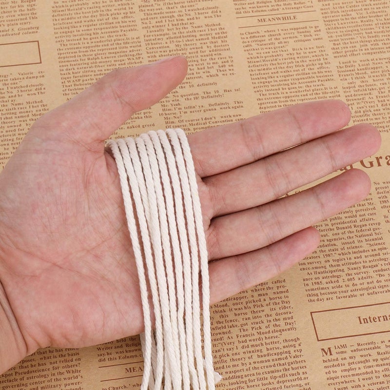 أيه اي- فان AIFUN Macrame Cord 3mm X 547yd غير مصبوغ 100% قطن طبيعي Macrame حبل 4 ستراند حبل قطني ملتوي للتعليق على الحائط يدويًا شماعات النباتات الحرف الحياكة تغليف الهدايا (3 مم × 500 متر) - Image 4